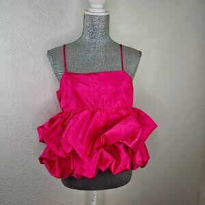 A New Day Hot Pink Bubble Ruffle Crop Top